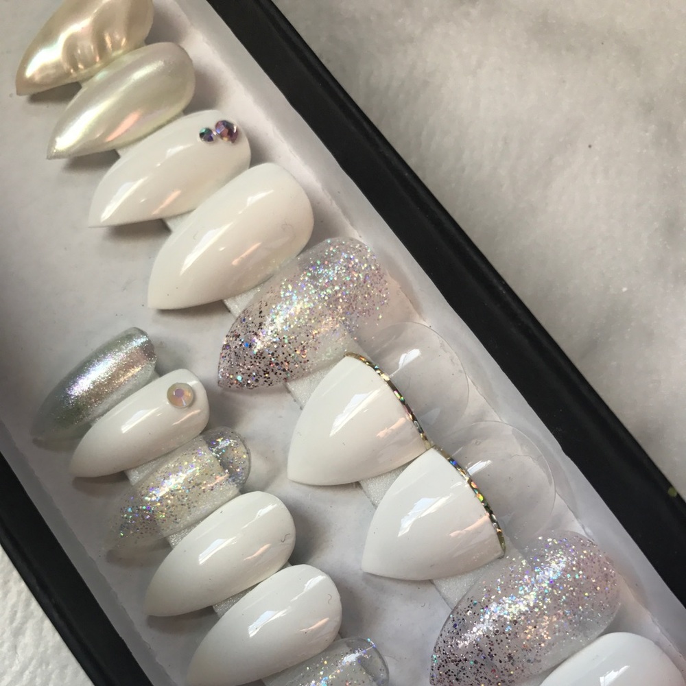 White Crystal Unicorn Press On Nails
